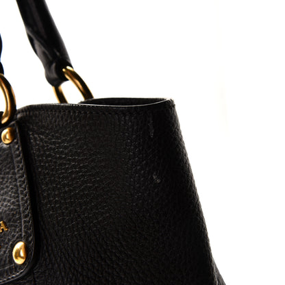 Prada Vitello Daino Pushlock Tote Black 6 of 9