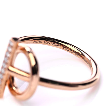 Hermes 18K Rose Gold Diamond PM Echappee Ring 54 6.75 7 of 8