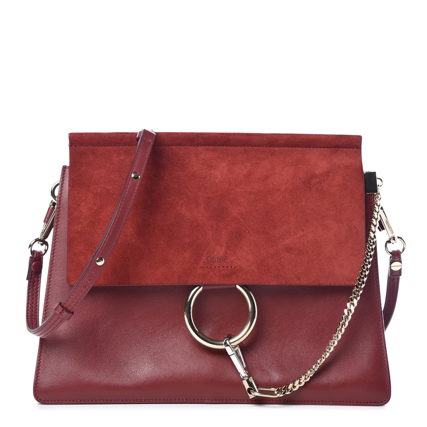 Calfskin Suede Medium Faye Shoulder Bag Plum Purple