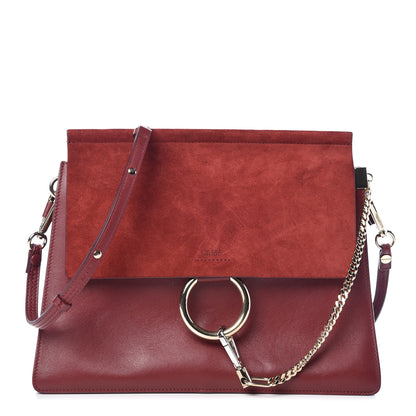 Chloe Calfskin Suede Medium Faye Shoulder Bag Plum Purple 1 of 11