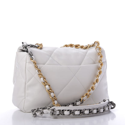 Chanel Goatskin Quilted Medium 19 Flap White 3 of 10