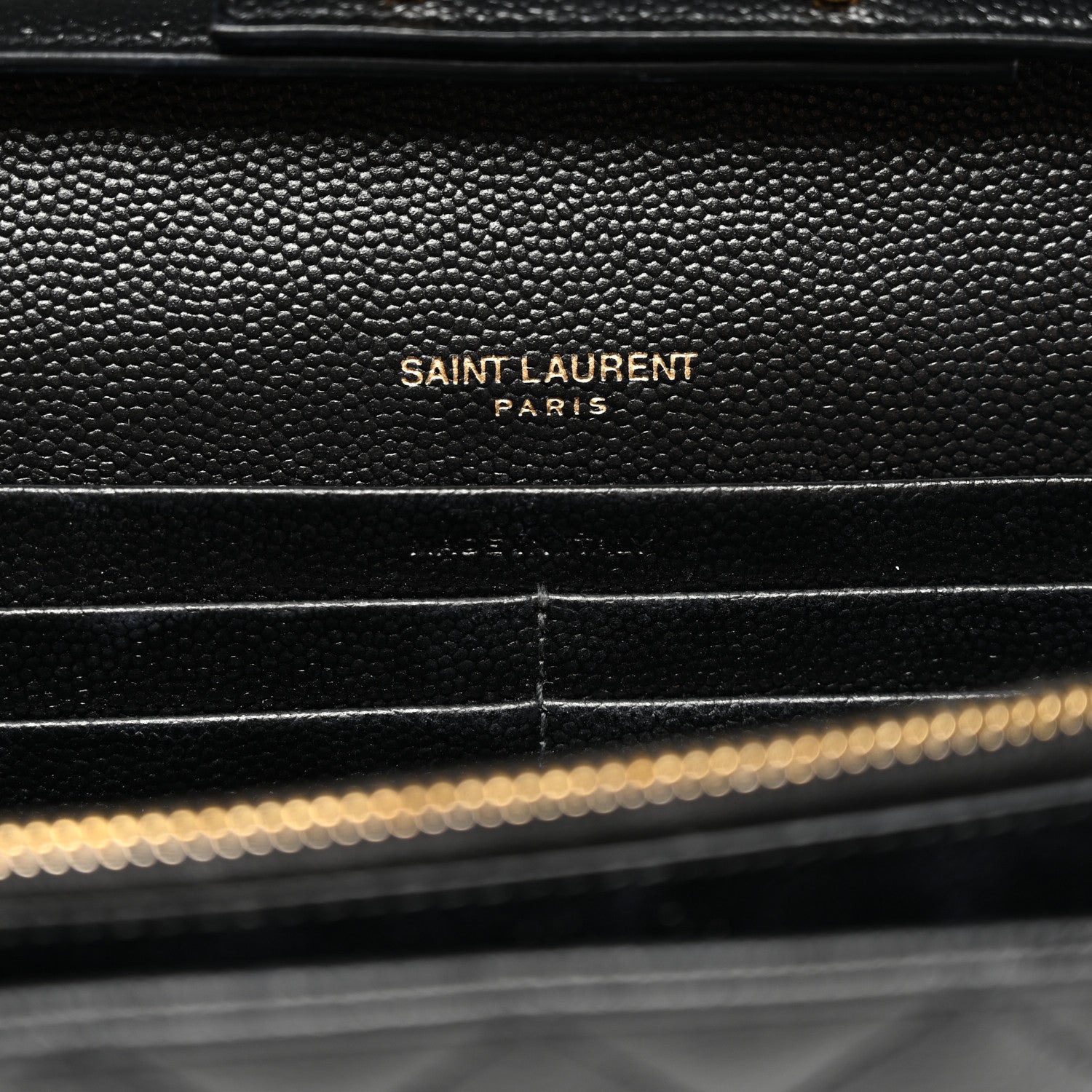 Saint Laurent Grain De Poudre Mixed Matelasse Triquilt Monogram Chain Wallet Black 7 of 10