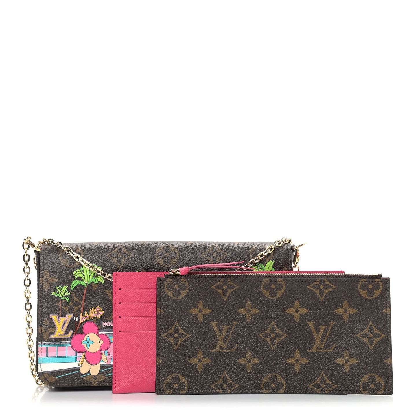 Monogram 2021 Christmas Animation Hollywood Pochette Felicie Chain Wallet Fuchsia