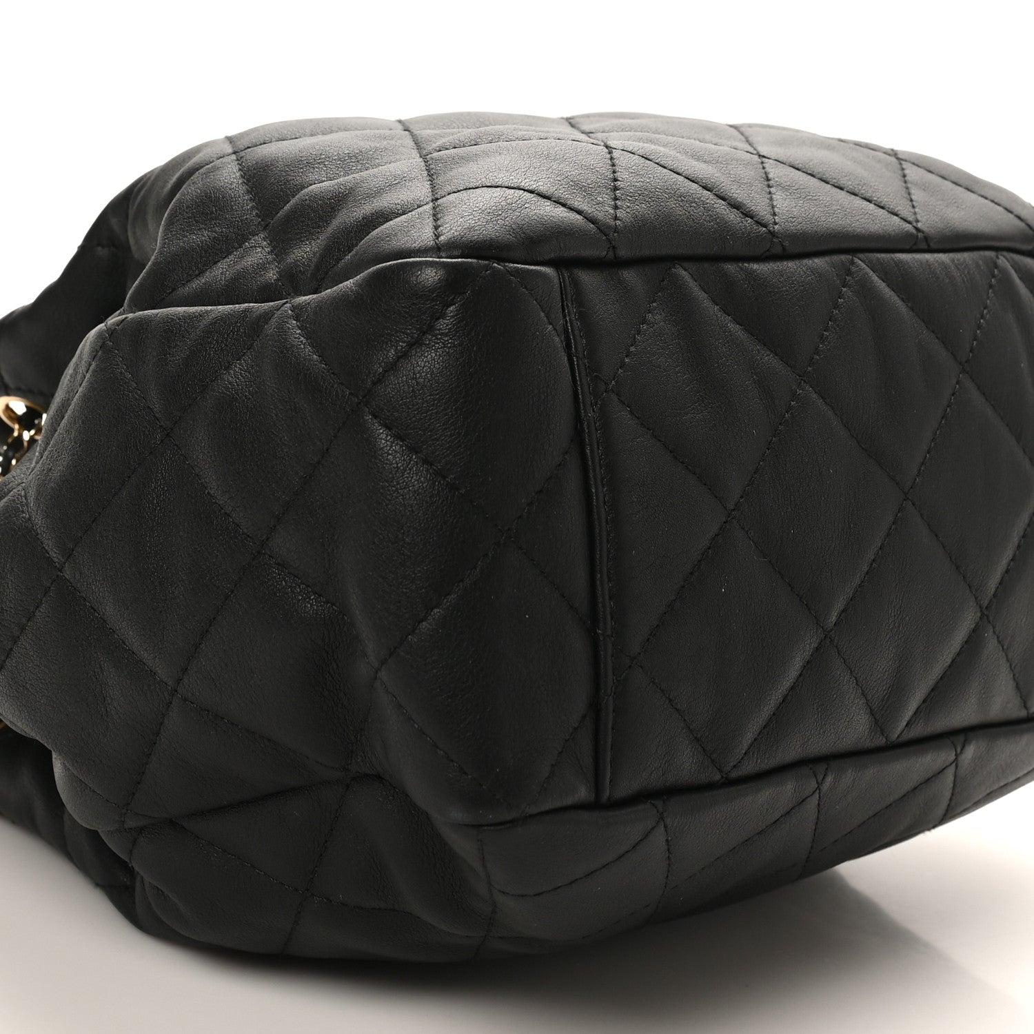 Chanel Lambskin Quilted Chain Drawstring Bag  Black 9 of 10