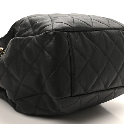 Chanel Lambskin Quilted Chain Drawstring Bag  Black 9 of 10