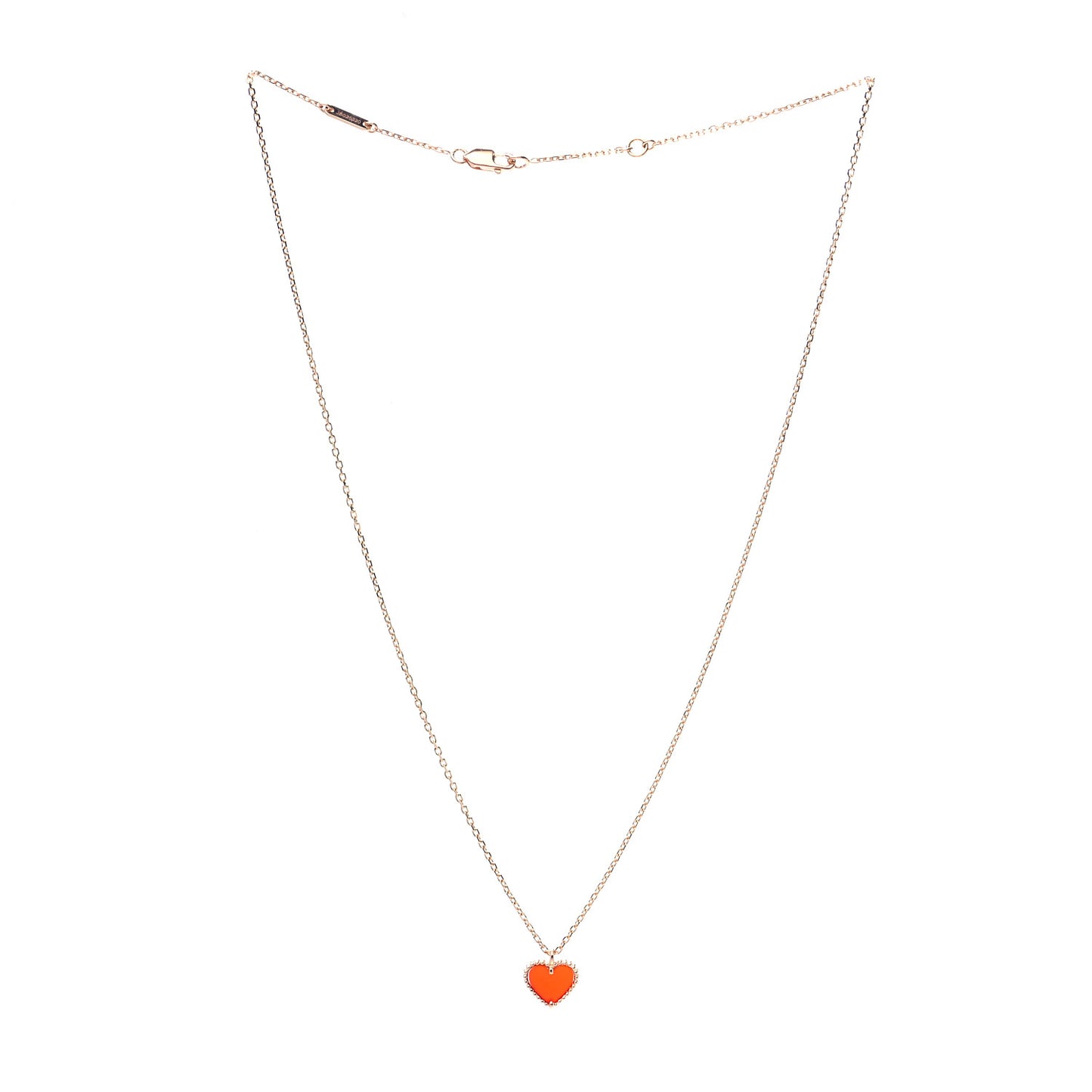 18K Rose Gold Carnelian Sweet Alhambra Heart Pendant Necklace