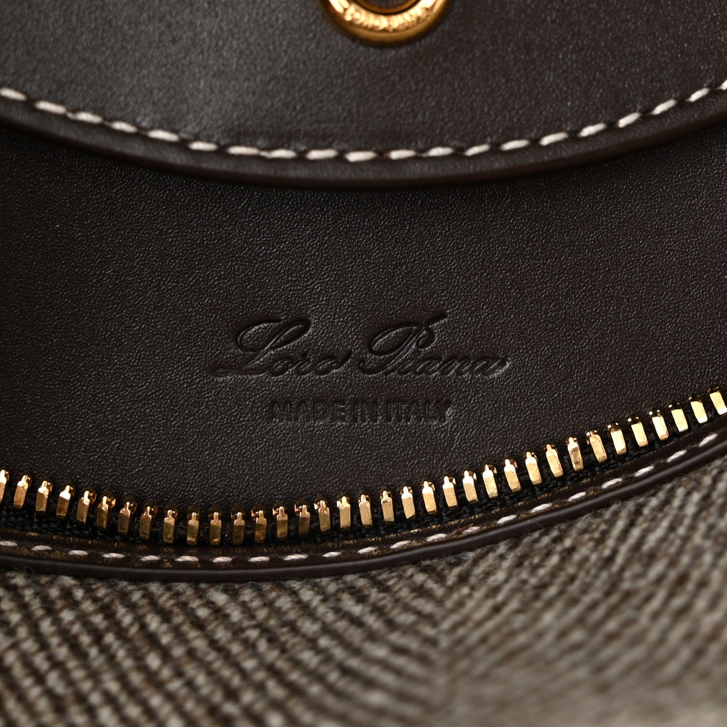 Loro Piana Calfskin Merino Wool Extra Bag L27 Natural Brown Dark Chocolate Licorice Sun Gold 6 of 9