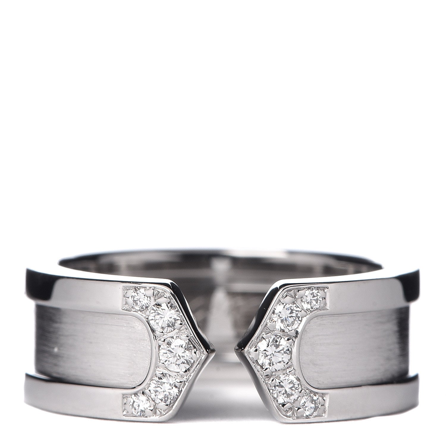Cartier 18K White Gold Diamond 6.5mm Logo De Ring 47 4 1 of 5