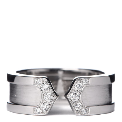 Cartier 18K White Gold Diamond 6.5mm Logo De Ring 47 4 1 of 5