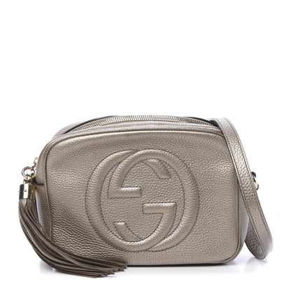 Gucci Metallic Pebbled Calfskin Small Soho Disco Bag Golden Beige 1 of 10