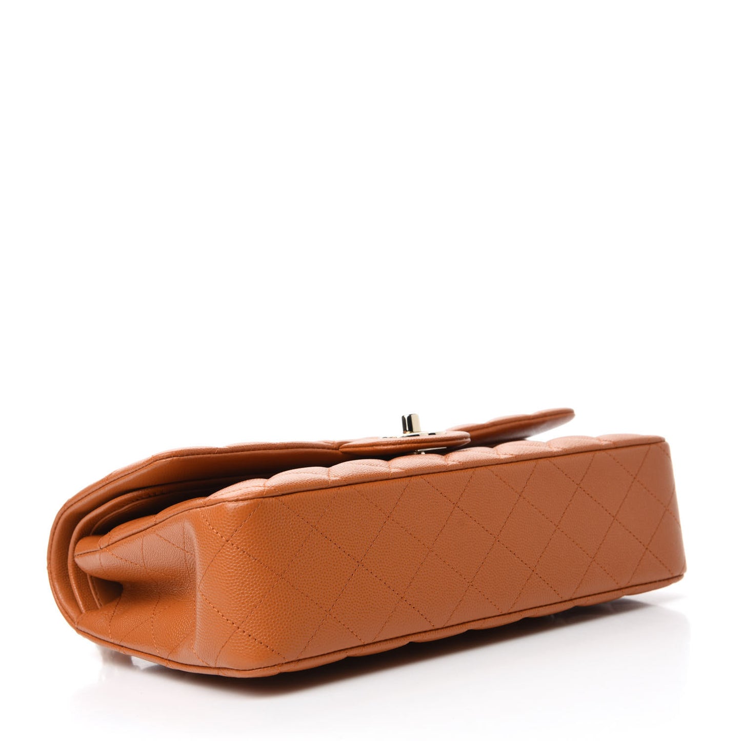 Caviar Quilted Medium Double Flap Light Brown