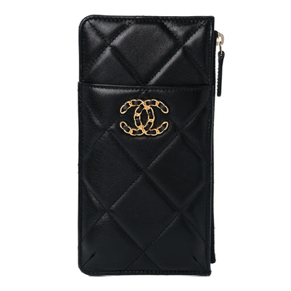 Chanel Goatskin Quilted Chanel 19 Phone and Card Holder Black 1 of 13