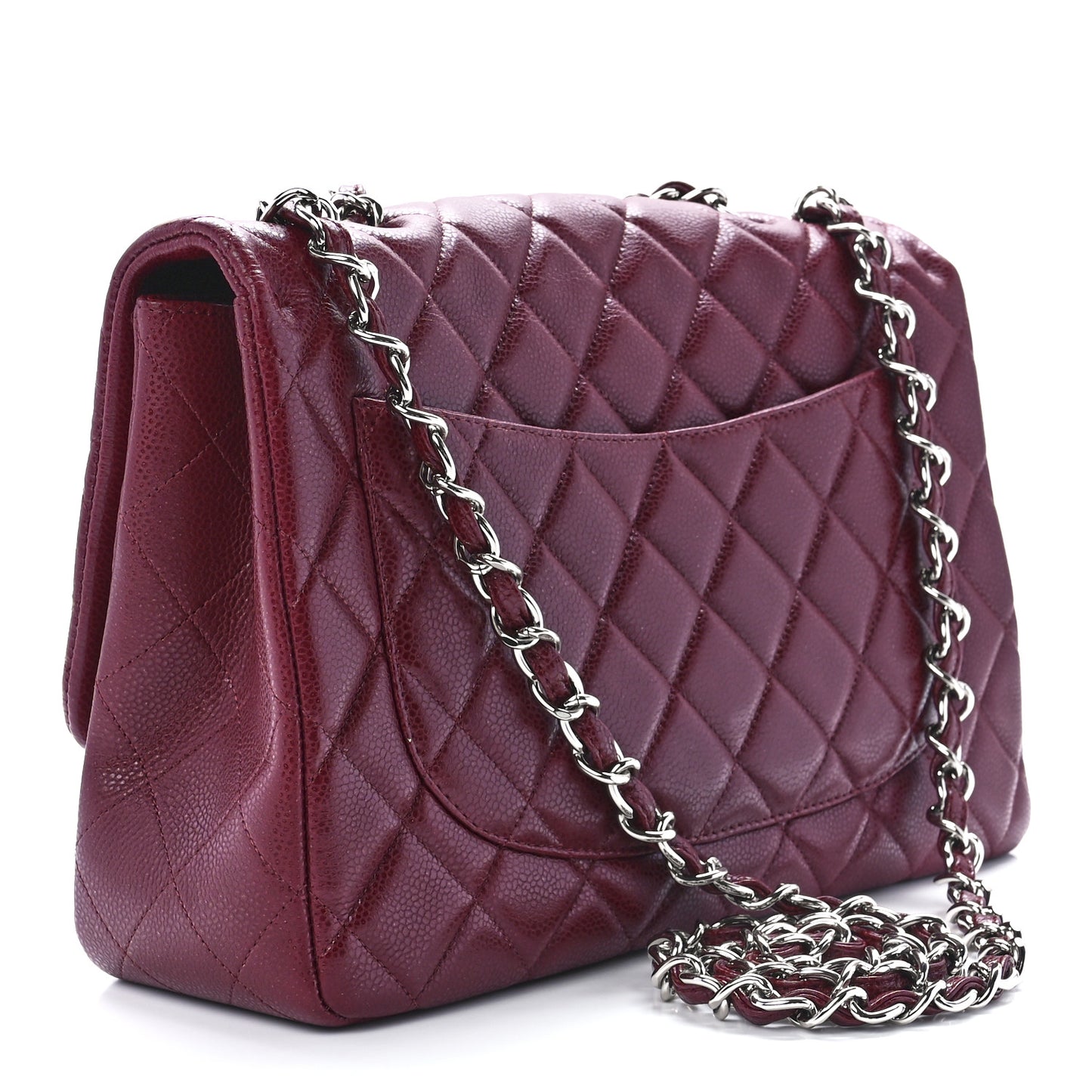 Caviar Quilted Jumbo Single Flap Dark Red