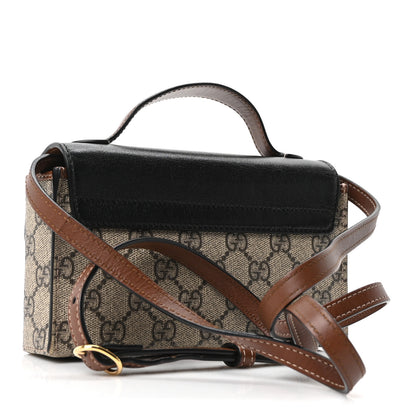 Gucci GG Supreme Monogram Calfskin Mini Padlock Top Handle Shoulder Bag Beige Black Cuir 3 of 10