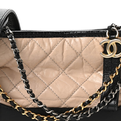 Chanel Aged Calfskin Quilted Small Gabrielle Hobo Beige Black 7 of 9