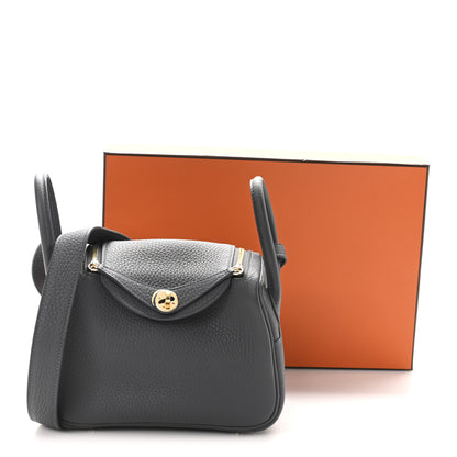 Hermes Taurillon Clemence Mini Lindy 20 Ardoise 11 of 11
