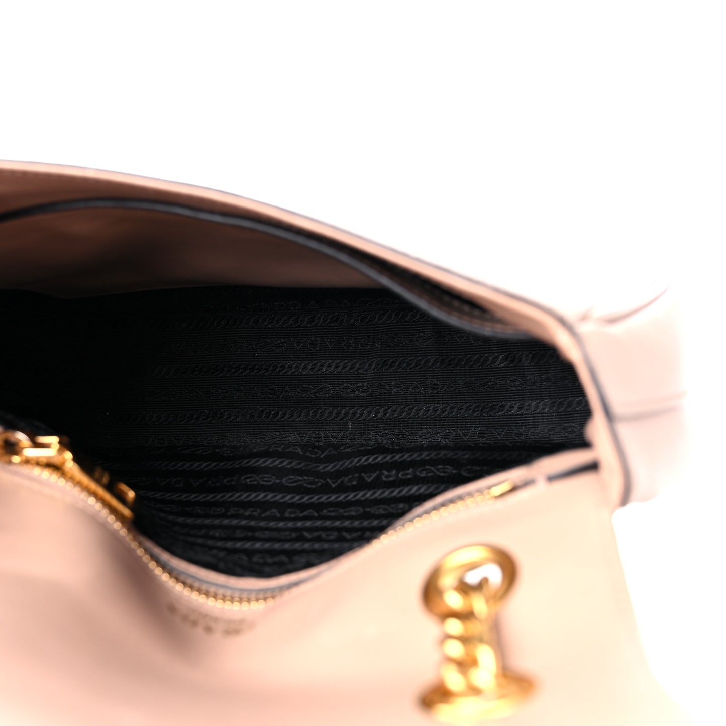 Saffiano Lux Chain Shoulder Bag Beige