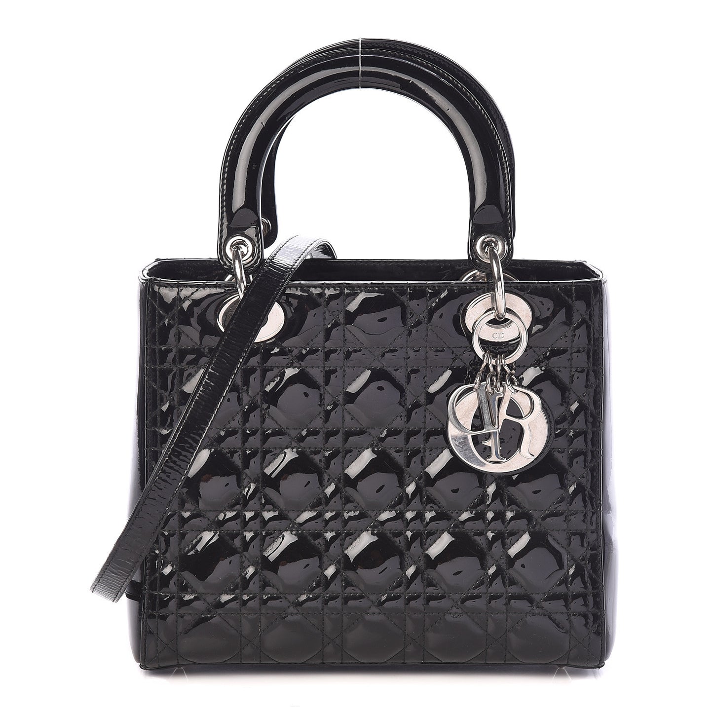 Patent Cannage Medium Lady Dior Black