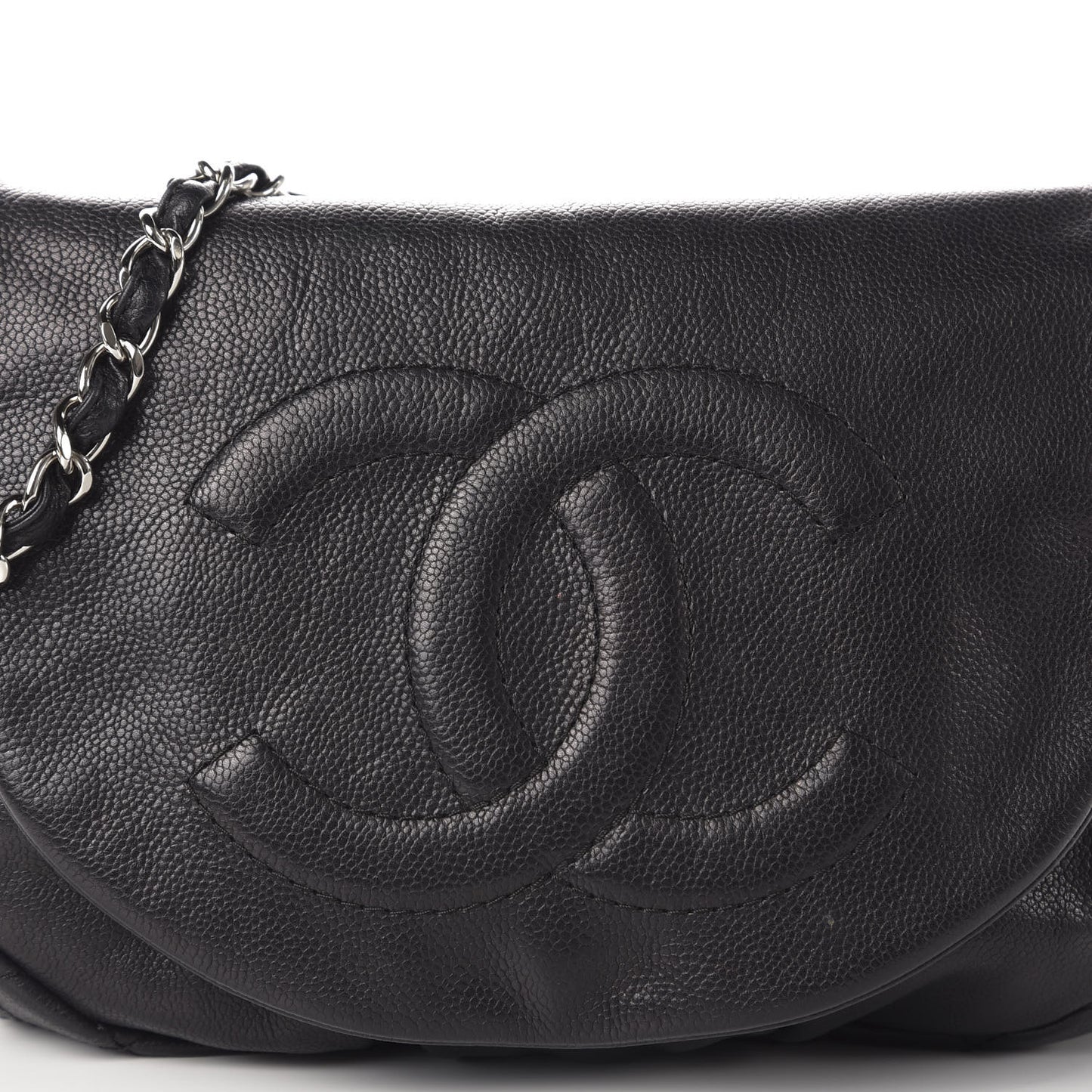 Caviar Half Moon Large Flap Black
