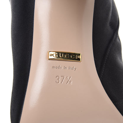 Gucci Silk Satin Malaga Kid Embroidered Candy Dragon Block-Heel Knee Boot 37.5 Black 7 of 8
