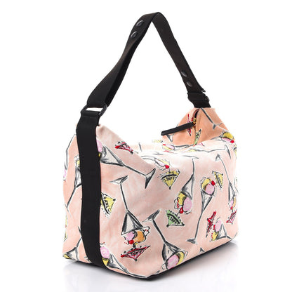 Chanel Cotton Canvas Printed Hobo Pink Multicolor 2 of 14