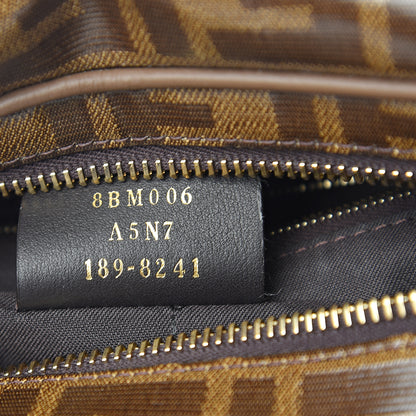 Fendi X FILA Glazed Fabric Vitello Century FF 1974 Mania Belt Bag Mogano Panna Blueberry 6 of 9
