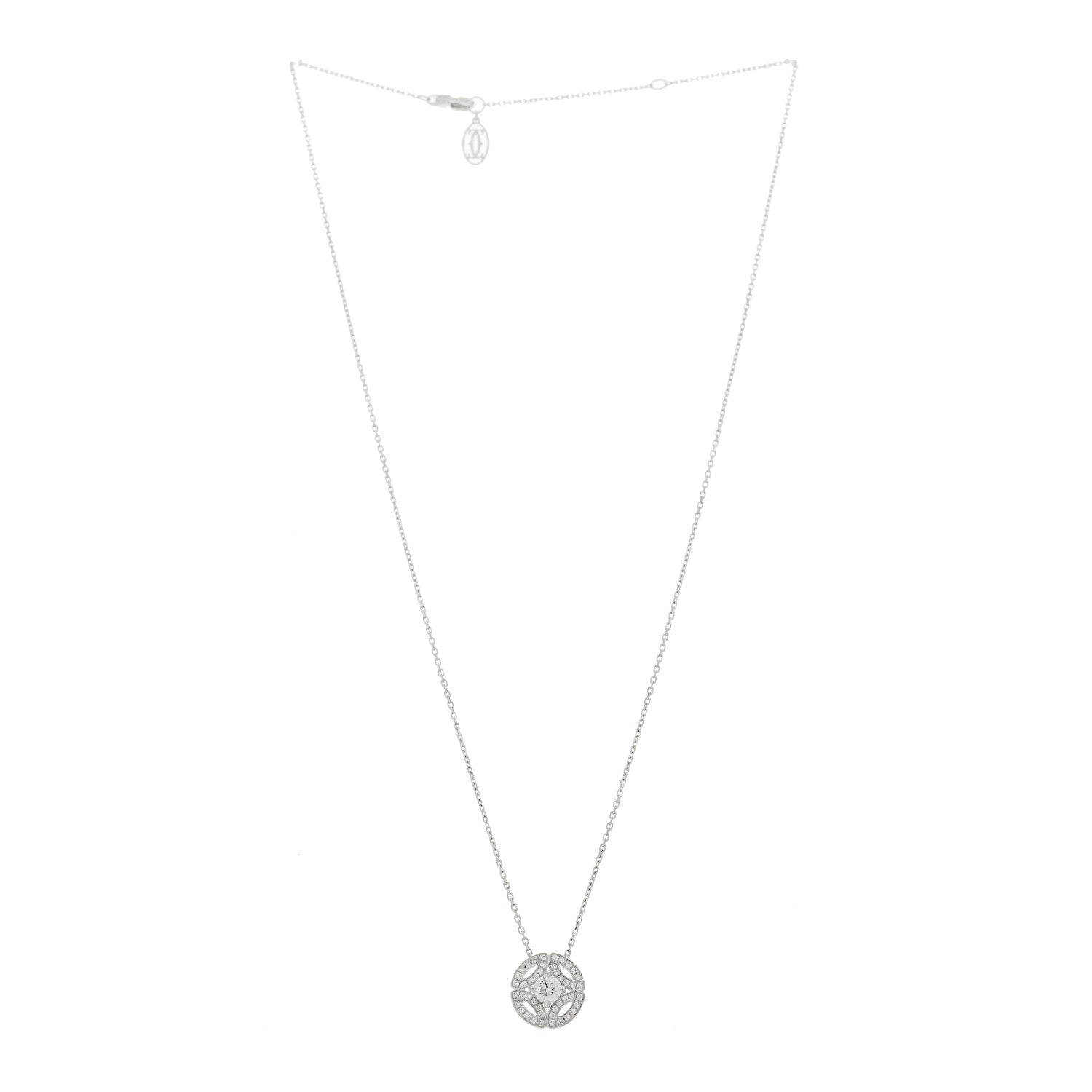 Cartier 18K White Gold Diamond .30ct Galanterie de Cartier Paved Pendant Necklace 3 of 5