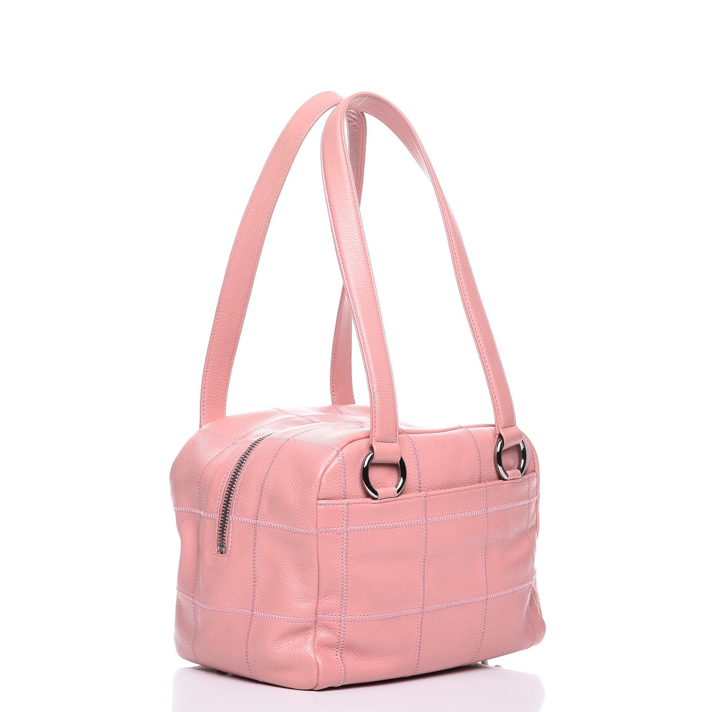 Caviar Square Stitched Bowler Pink
