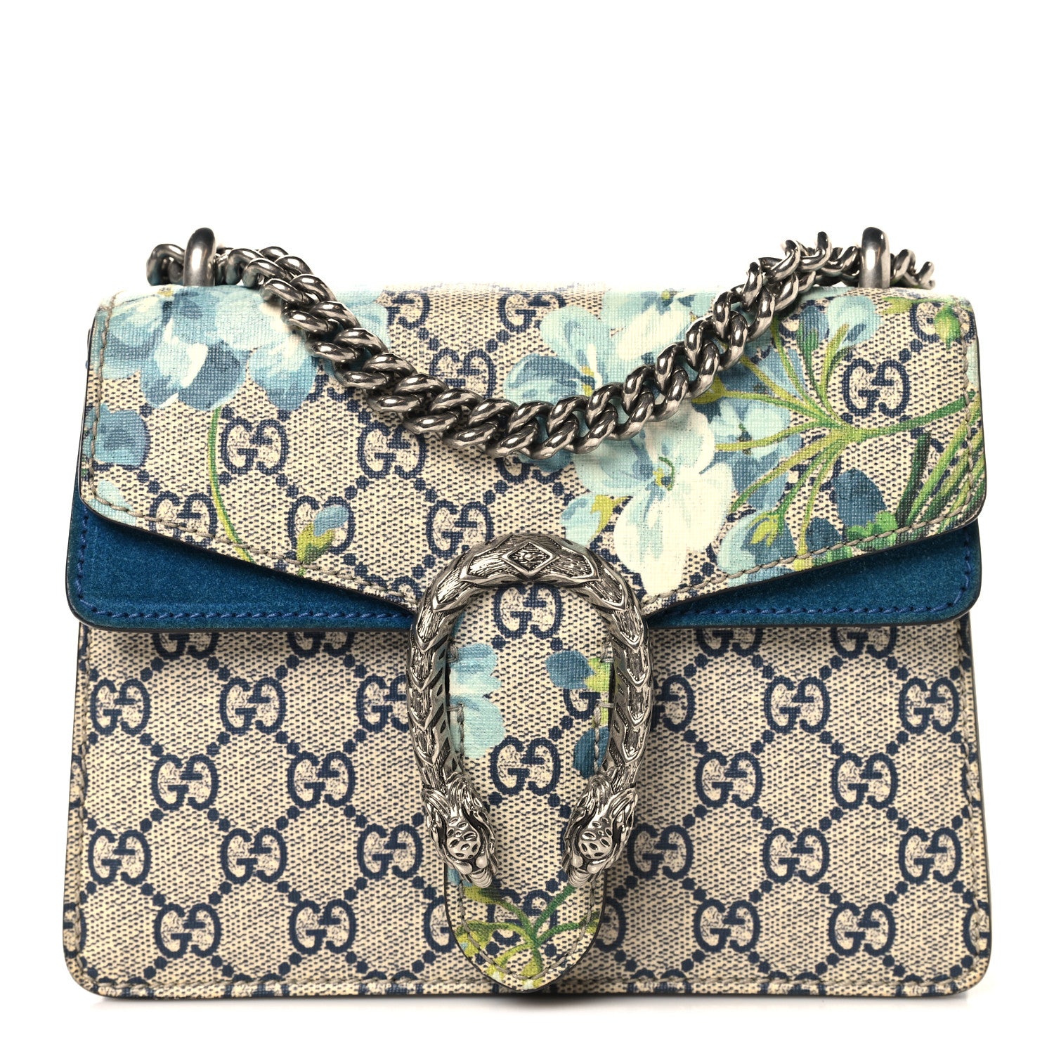 Gucci GG Supreme Monogram Blooms Mini Dionysus Shoulder Bag Beige Navy Vintage Blue 1 of 12