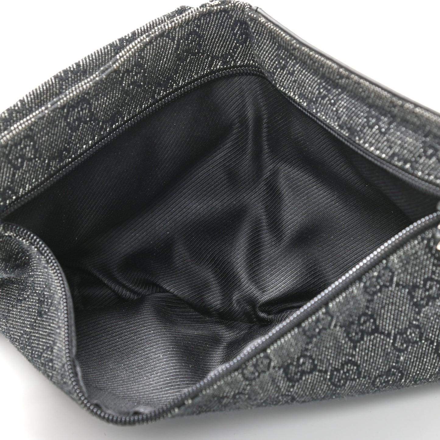 Denim Monogram Double Pocket Belt Bag Black