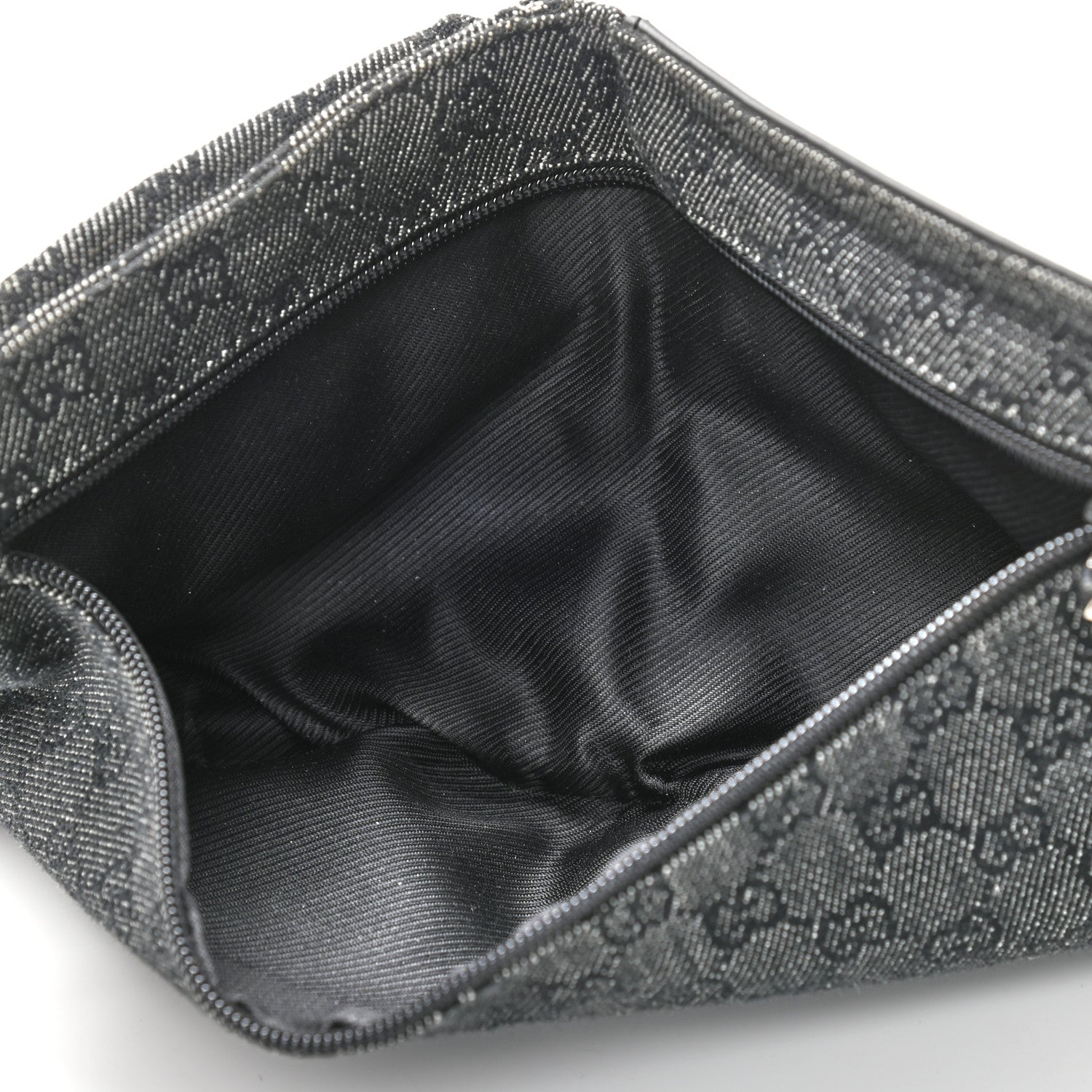 Gucci Denim Monogram Double Pocket Belt Bag Black 5 of 11