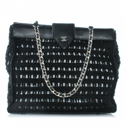 Chanel Woven Crochet Knit Tote Black 1 of 7