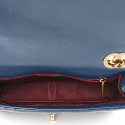 Chanel Patent Goatskin Quilted Medium CC Eyelet Flap Blue 5 of 10