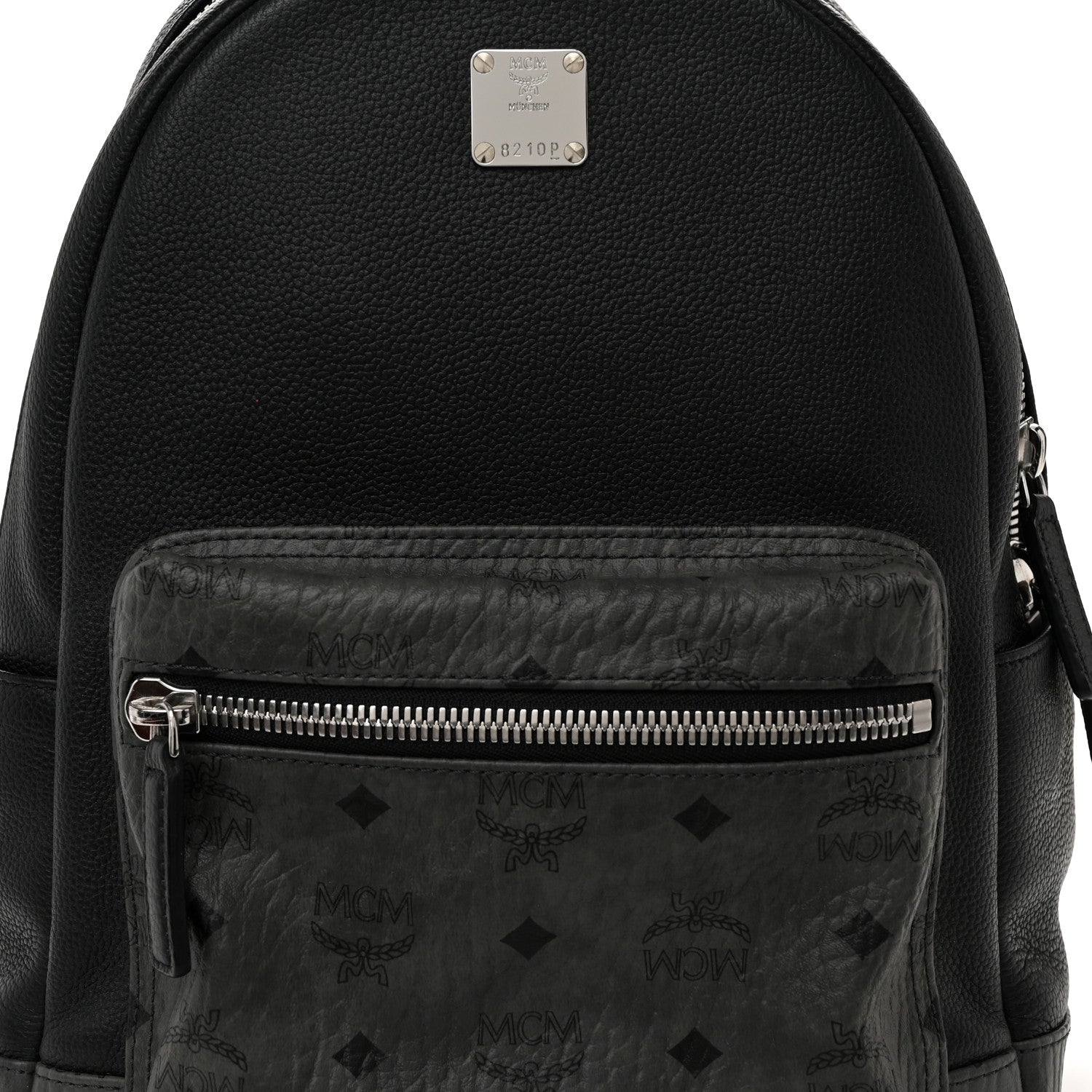 MCM Visetos Calfskin Medium Geonautic Backpack Black Phantom Grey 8 of 10