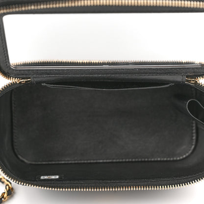 Chanel Lambskin Quilted Metal Small Top Handle Vanity Case With Chain Black 6 of 12
