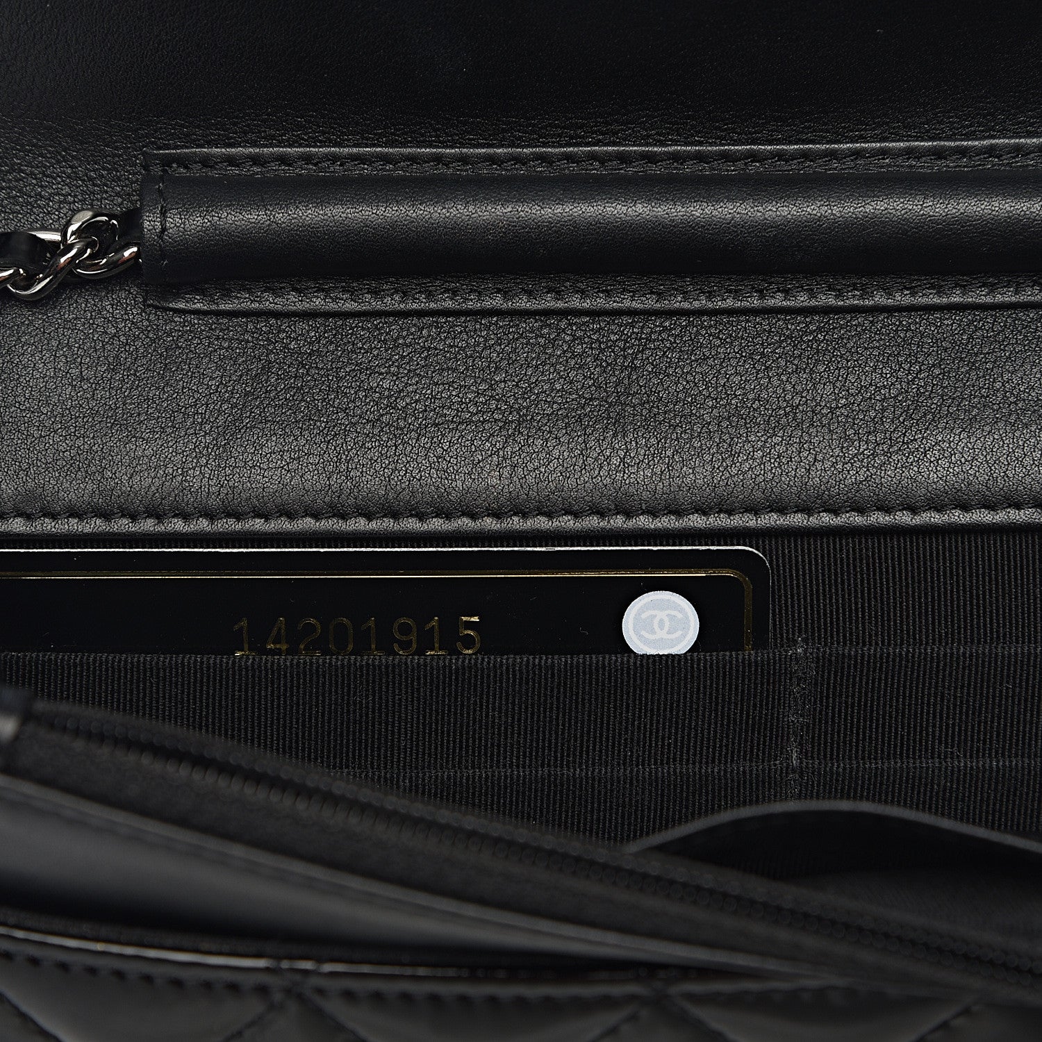 Chanel Patent Quilted Wallet On Chain WOC Black 11 of 14