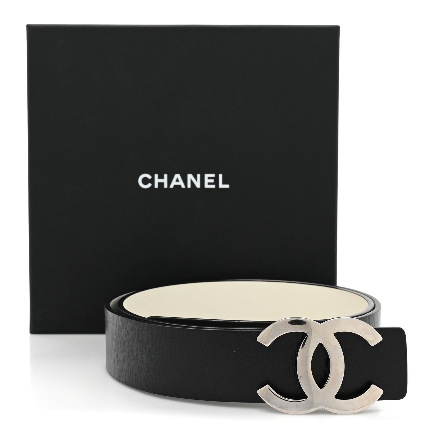 Chanel Patent Calfskin CC Reversible Belt 85 34 Black White 10 of 10