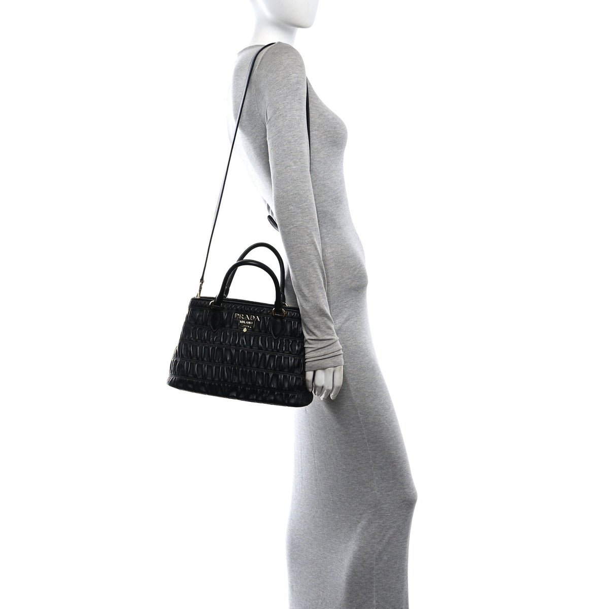 Nappa Gaufre Small Tote Black