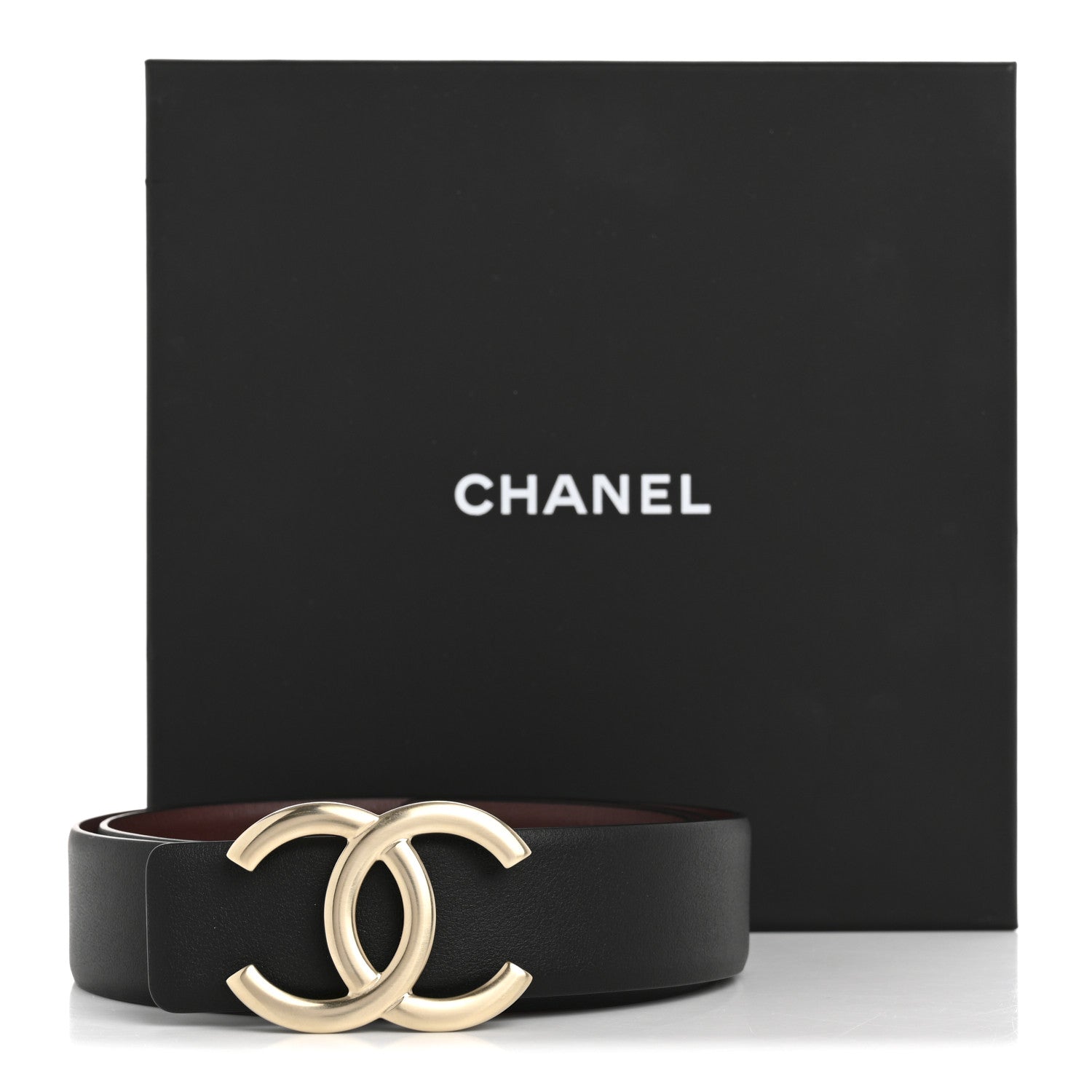 Chanel Calfskin CC Reversible Belt 85 34 Black Burgundy 7 of 7
