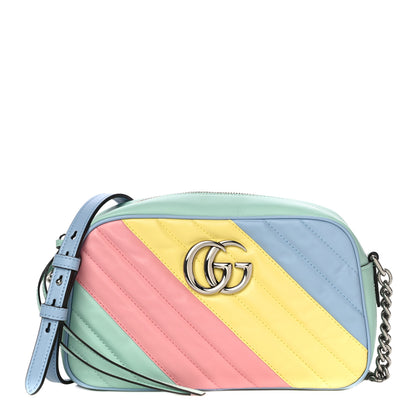 Gucci Calfskin Matelasse Diagonal Small GG Marmont Chain Shoulder Bag Multicolor Pastel 1 of 15