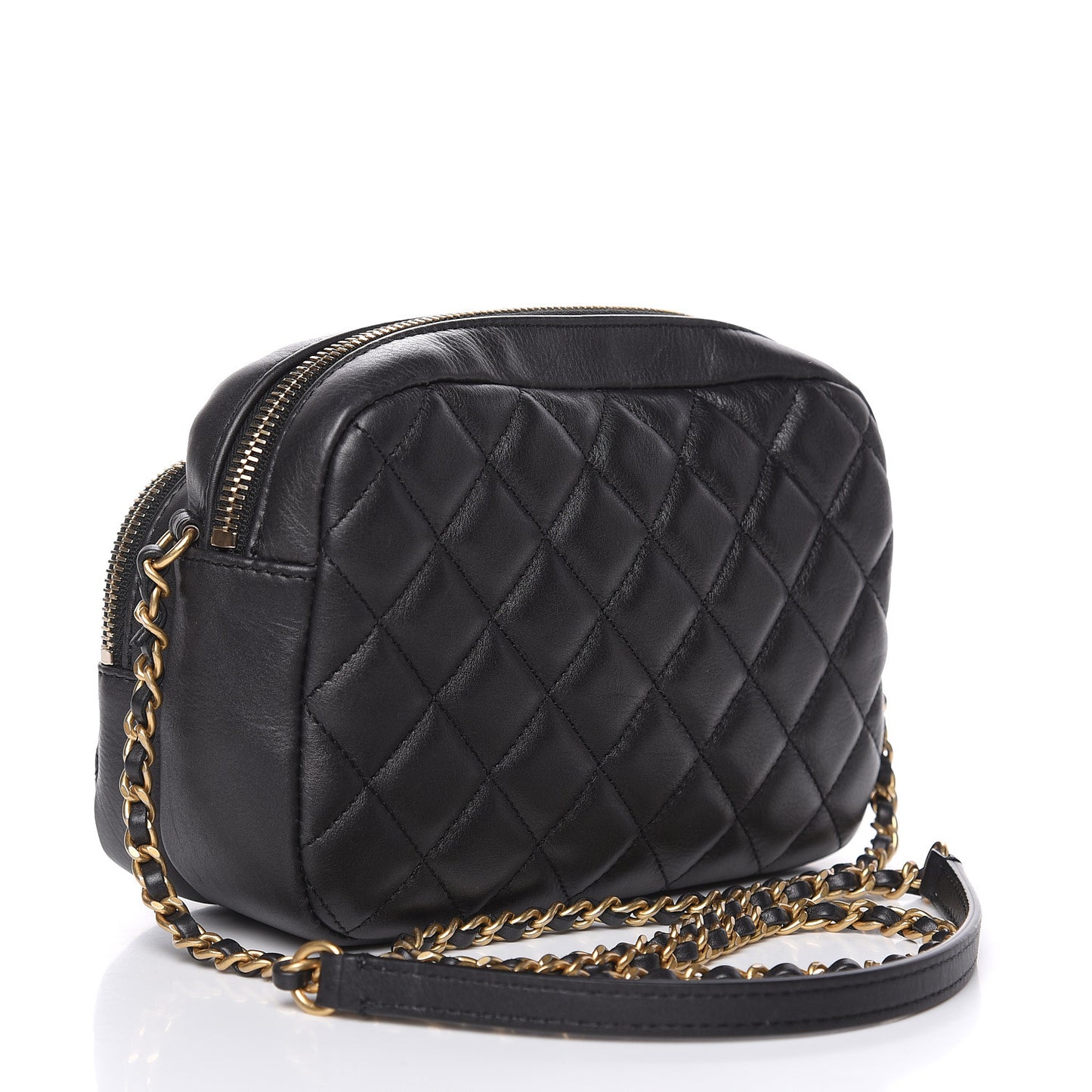 Calfskin Quilted Day Trips Camera Case Black