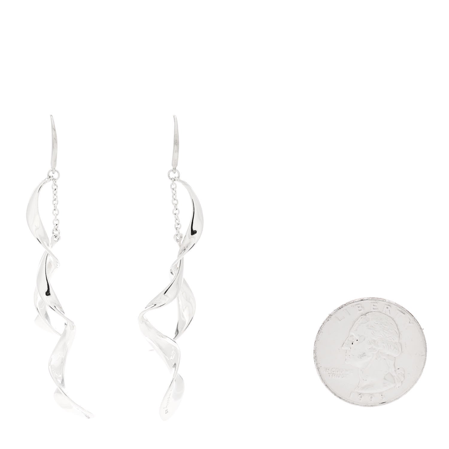 Tiffany Sterling Silver Frank Gehry Orchid Double Drop Earrings 2 of 4