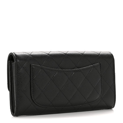 Chanel Caviar Quilted Large Gusset Flap Wallet Black 3 of 9