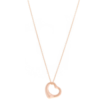 Tiffany 18K Rose Gold 16mm Elsa Peretti Open Heart Pendant Necklace 1 of 6