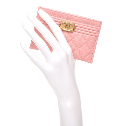 Chanel Caviar Quilted Boy Card Holder Light Pink 2 of 9