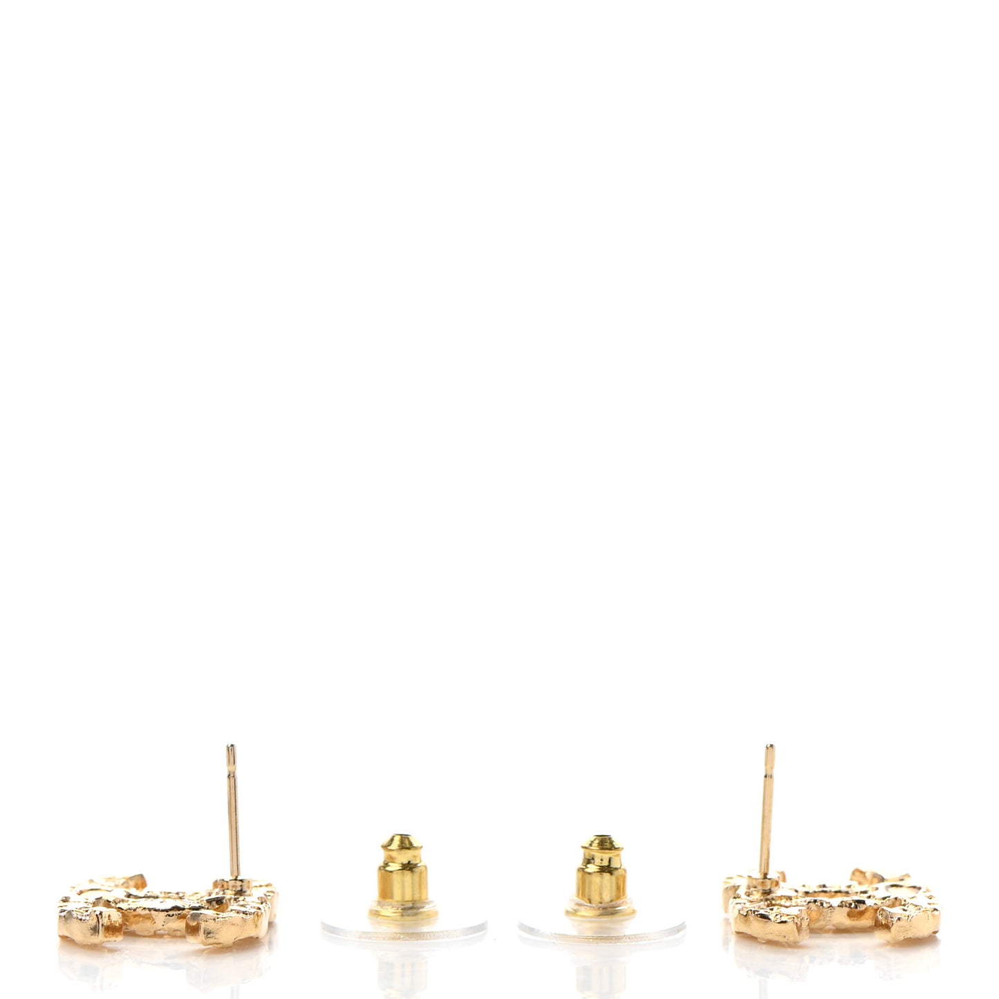 Metal Textured CC Earrings Gold