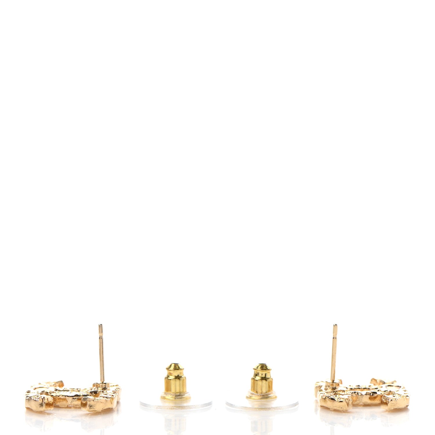 Chanel Metal Textured CC Earrings Gold 3 of 4