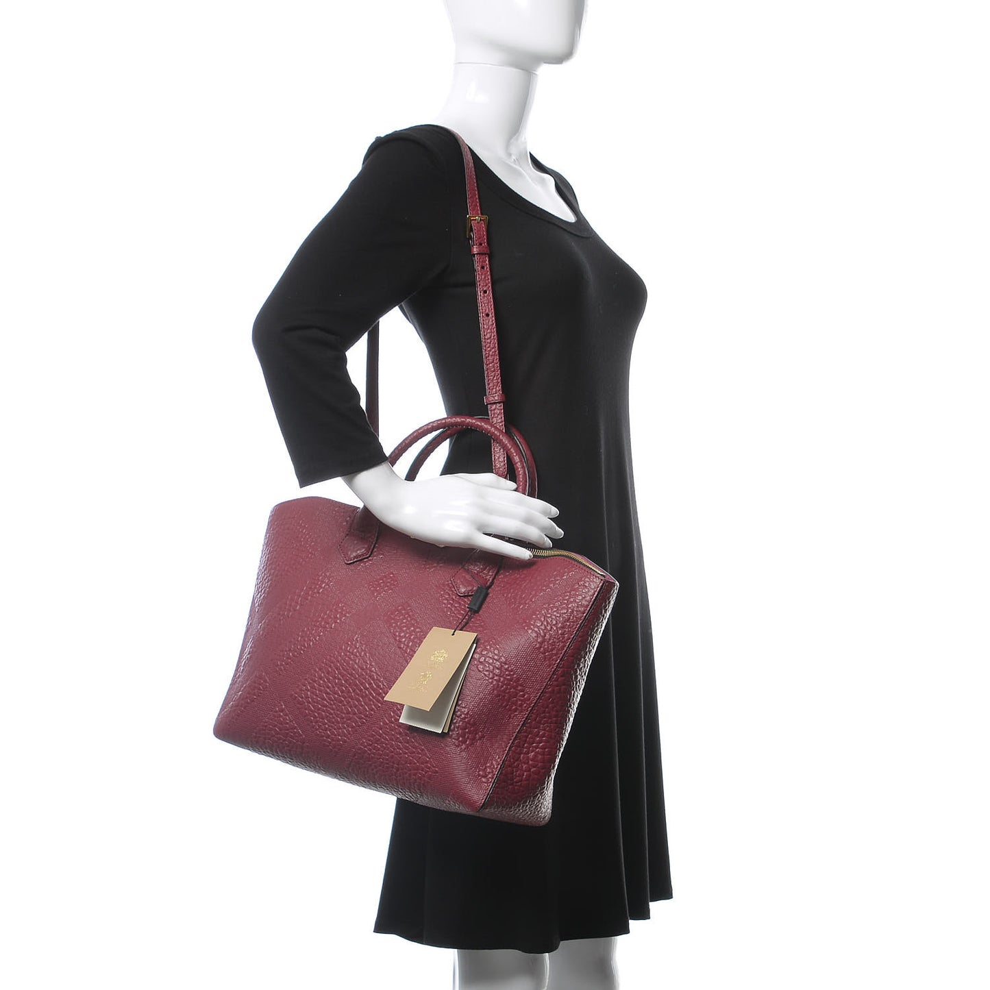 Heritage Grain Check Embossed Medium Dewsbury Tote Dark Plum
