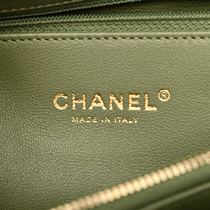 Chanel Calfskin Lizard Chevron Quilted Small Coco Handle Flap Green 6 of 11