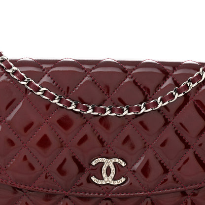 Chanel Patent Quilted Brilliant Wallet On Chain WOC Dark Burgundy 9 of 14